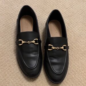 LOFT Black Loafers with Gold Detail